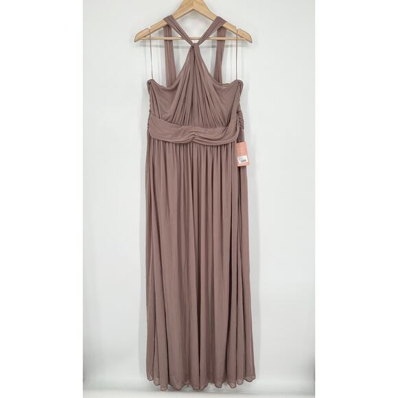 Birdy Grey Kiko Maxi Dress Halter Ruched Long Formal Bridesmaid Gown Curve Mauve - Picture 6 of 14
